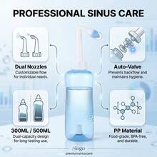 Portable Nasal Irrigator 300ml/500ml Capacity, Neti Pot Sinus Rinse Bottle For Daily Nose Cleaning, Manual Nasal Wash Bottle, Material, Reusable Personal Care Accessory With 2 Tips For Home & Travel Use - Blue - View 4