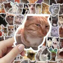 1pc Funny Meme Cat & Animal Stickers, Stickers For Squishy , Laptops, Water Bottles, Skateboards, Cute Cat Meme Decals For Squishy Decoration, Animal Stickers Pack For Teens Adults, Perfect For DIY Crafts, Party Favors, Gift Decor - Multicolor - View 4