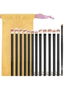 ronshadow Set Kuas Rias Mata Multifungsi 13 Buah, Berbagai Ukuran Kuas Perona Mata + Kuas Blending + Kuas Eyeliner Detail + Sisir Alis Dua Ujung dengan Tas Penyimpanan Beludru - MultiWarna - View 11