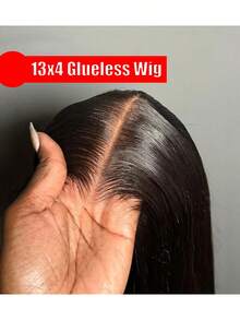 13x4 HD Lace Front Glueless Straight Wig 40 Inch 200 Density Natural Color Pre Plucked Hairline Baby Hair No Shedding Tangling Breathable Easy Install Daily Wear - Natural Black - 查看 1
