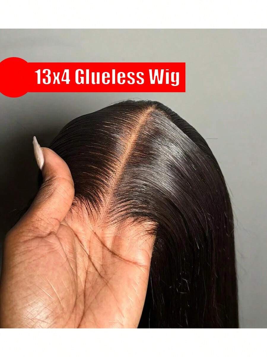 13x4 HD Lace Front Glueless Straight Wig 40 Inch 200 Density Natural Color Pre Plucked Hairline Baby Hair No Shedding Tangling Breathable Easy Install Daily Wear - Natural Black - 查看 1
