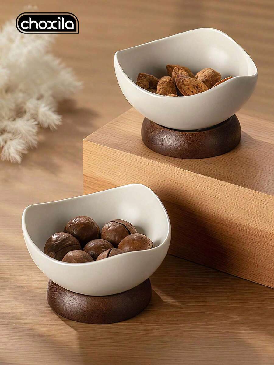choxila 1 pieza Bol de postre retro con base de madera, plato para frutos secos, bandejas para aperitivos, platos para dulces, bandeja para joyas, bol para ensalada de frutas y yogur, plato pequeño para ingredientes, bol de postre reutilizable multifuncional para el hogar, restaurante, cocina, camping, Ramadán - tazón de postre - Ver 1