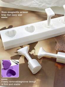 Beautizon Nailartlab 5Pcs Non-Magnetic Nail Art Practice Base, Pink Purple White 3 Colors Available, Built-In Heart-Shaped Storage Slot, Can Firmly Fix Nail Tips. Convenient For Beginners To Practice Painting, Nail Art And Rhinestone Application, Also Used To Display Nail Art Works, Non-Slip Base Not Easily Displaced, Soft Material Does Not Damage Nail Tips, A Practical Tool For Nail Art Learning And Work Display - Multicolor - View 2