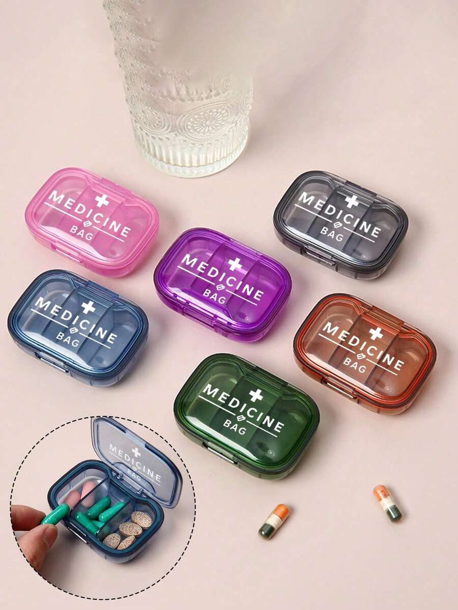 十字字母印花“Medicane”医用包，便携式极简药盒，三隔层设计，适合居家旅行，防水防潮，可存放药片、胶囊及其他小物件。