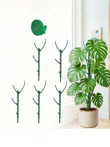 1/5/10pcs Garden Plant Support Stakes, Stackable Plastic Plant Support Rings, 1 Roll Self-Adhesive Ties, Adjustable Plant Support Rods, Leaf Protection Rods, Orchid Support Rods, Suitable For Climbing Plants, Moss, Indoor And Outdoor Potted Flowers - Multicolor - View 2