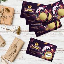 50pcs Casino Themed Scratch Off Cards,Winner/Sorry" Roulette & Poker Design,Suitable For Gambling Party, Birthday Party, Lottery Prize Raffle Tickets, Favors Business Promotion ,Customer Reward - View 5