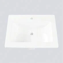 Semi-Recessed White Ceramic Bathroom Sink - Modern Square Design 54x45x17 Cm - With Overflow And Rear Rim - Compatible With First-Rate Faucets - A - View 1