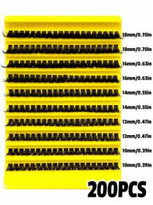 200 Pcs D Curl Thick Lashes,80D 10-18mm Mixed Natural Eyelash Extension,Fluffy Faux Mink Lashes,Curl Single Eyelashes,Cartoon Appearance Eyelashes,Suitable For Beginner Use,Cluster Lashes,Individual Lash - D - View 4