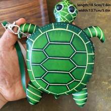 Genuine Leather Handmade Turtle Coin Purse, Cute Green Turtle Shaped Mini Wallet With Clasp Wrist Strap, Cartoon Animal Small Zipper Storage Bag Key Pouch, Women's Girls Daily Accessory,Bedroom Room Decor,Back To School - View 2