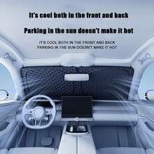1pc Car Front Windshield Sun Shade, Heat Insulating Sun Curtain, Laser Light-Blocking Sunshade For Car Interior - A - View 4