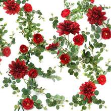 Red Eucalyptus Floral Garland For Wedding Arch Christmas Table Centerpiece And Party Backdrop Decoration - Red - View 1
