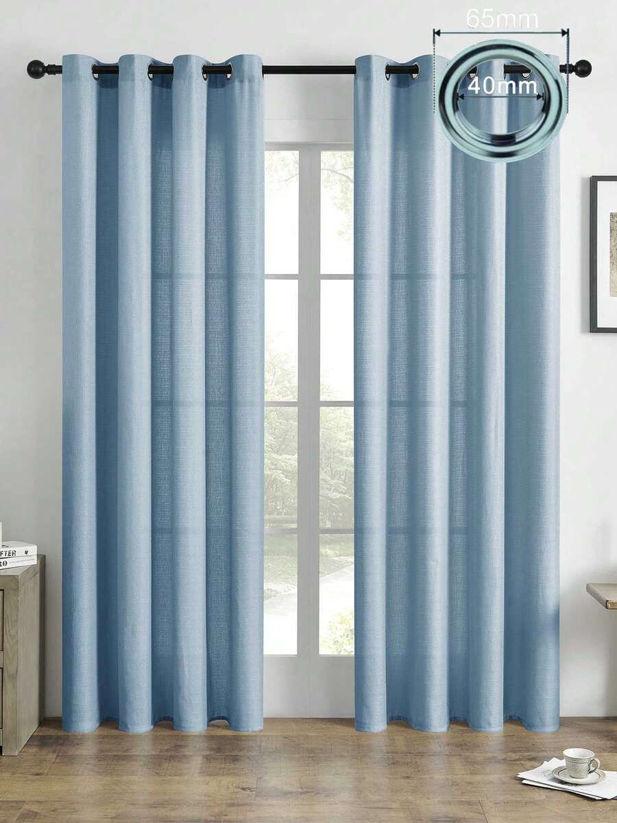 1 buah/2 buah Tirai Tipis Tampilan Linen, Tirai Jendela Semi Transparan Bertekstur Linen Imitasi untuk Ruang Tamu dan Kamar Tidur, Tirai Tipis Linen Imitasi Penyaring Cahaya, Tirai Campuran Linen Bertekstur untuk Dekorasi Rumah - Biru - View 1