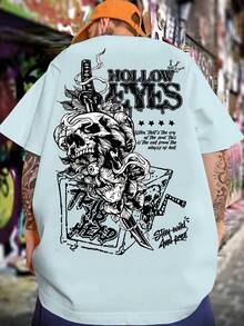 Camiseta para Hombre con Estampado de Calavera Abyss Y2K - Blanco - Ver 9