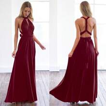 Vestido de Dama de Convertible para Mujer - Burdeos - Ver 3