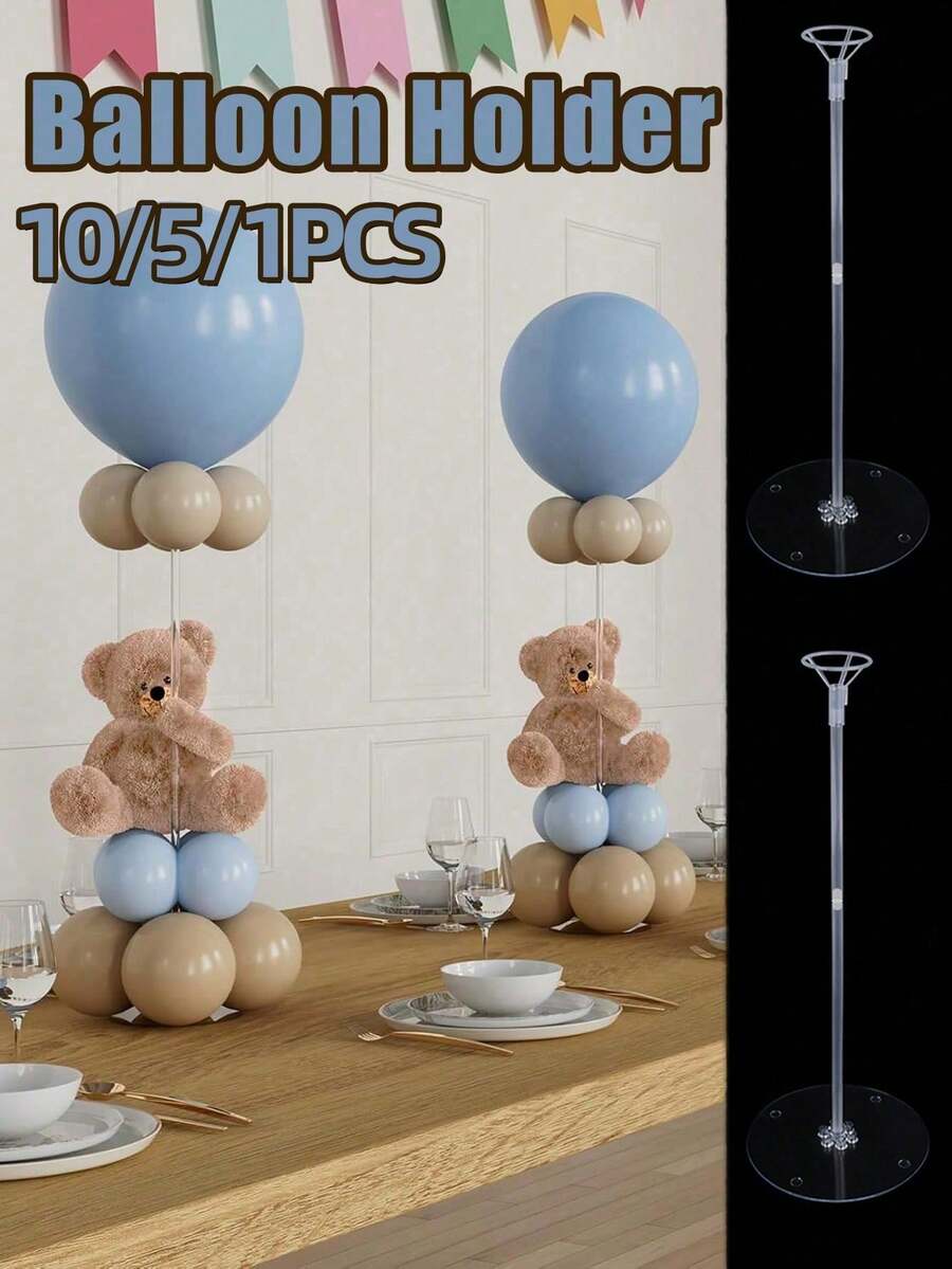 10/5/1pc 透明壓克力桌面氣球架組，27.5英吋氣球棒架含底座，適用於桌面中心裝飾、派對佈置、嬰兒洗禮、嬰兒藍色洗禮派對佈置、性別揭曉儀式、聖誕派對佈置（不含氣球） - 彩色 - 查看 1
