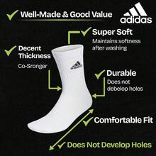 Adidas Crew Socks White 3 Pairs - White - View 2