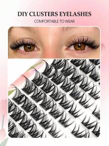 Asiteo 140pcs Individual Lashes,Fluffy Soft&Wispy Fake Lashes,Natural Long DIY Lashes,Great For Daily Makeup Extension,Suitable For Beginners,Parties,Dates - D - View 3