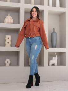 Victoria Women's Coat, La Batida Jacket With Buttons, Long Sleeves, Autumn/Winter - Camel - View 3