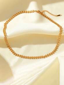 1pc Stainless Steel Fashion Versatile Personalized Geometric Chain Necklace Jewelry For Women, Suitable For Daily Wear And Holiday Gifts - Yellow Gold - View 4