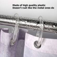 24 Pack Clear Plastic Shower Curtain Hooks – C‑Shaped Rust‑Resistant Rings, Lightweight & Quiet Glide – Versatile Bathroom Accessories For Shower Rod, Window Curtain, Dressing Room – Value Pack, Easy To Use, Durable (Transparent Color) - Transparent - View 7