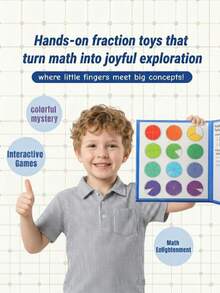 Kids Magnetic Fraction Book, Interactive Math Manipulative Set, Fraction Circles & Bars, Educational Learning Tool For Kids 3+ - Multicolor - View 2