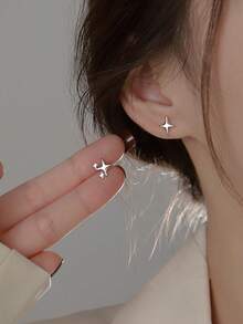 1 đôi Giường đôi tiêu chuẩn Hình ngôi sao Dát Bông tai mạ vàng 18k , Hoàn hảo Đối với Của phụ nữ Hôn ước , Lễ cưới & Buổi tiệc Đồ trang sức Qủa tặng - Bạc - Xem 14
