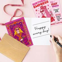 6Pcs Birthday Empress Greeting Cards Set, Y2K Aesthetic Pink Birthday Cards For Women, Retro Queen Playing Card Style Stationery, Funny BFF Sister Coworker Birthday Gift, Girl Power Birthday Wishes, 6 Styles With Envelopes - View 5