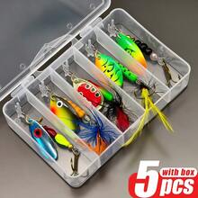 ANFS 5pcs/Set Fishing Lure Rotating Spoon Spinner Bait Hook Hard Metal Spinner Lure Set With Tackle Box, Gift Pack - Multicolor - View 11