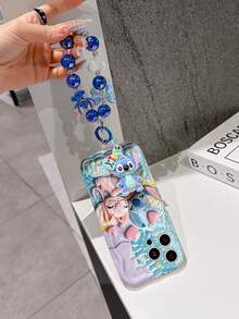 Disney Has Authorized, Phone Case - Chain Set, The Stitch Lilo & Stitch 3D Phone Case Plus A Silicone 3D Stitch Bracelet With Metallic Ring Removable Bracelet, Stitch And Angel Pattern, Compatible With Iphone17/16/15/14/13/12/11/XS/XR/X Plus Pro Max, A Stylish Cartoon Phone Case, The Perfect Gift Choice, Phone Protection, Durable Phone Cover, Great Gift For Friends And Family. - trắng - Xem 5