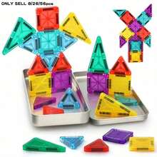 Set da viaggio mini di giocattoli magnetici per bambini, 8/26/56 pezzi di blocchi da costruzione magnetici, giocattoli e giochi per bambini, forniture essenziali per l'apprendimento e il gioco per i bambini, giocattoli educativi per l'integrazione sensoriale, adatti come regali di compleanno, Ringraziamento, ritorno a scuola per bambini e bambine di età 3+ - Multicolore - Visualizzare 1
