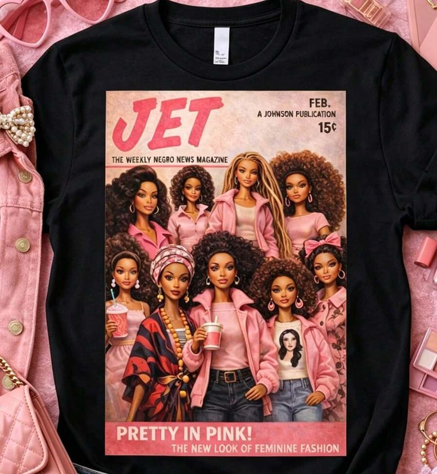JET Afro Glamour Graphic T-Shirt, Magic T-Shirt, Retro Fashion T-Shirt, Afrocentric Streetwear T-Shirt, Vintage Inspiration, Black, Breathable And Comfortable. - 黑7 - 查看 1