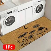 1 pieza, Decoración del hogar, Estampado de patrón de hongos, Alfombra de cocina de lino, Tapete de cocina, Tapete de piso, Tapete de baño, Tapete de puerta, Impresión 3D rectangular, Adecuado para sala de estar, dormitorio, pasillo, baño, lavandería - Alfombra de poliéster, Adecuado para decoración del hogar interior y exterior - Multicolor - Ver 14