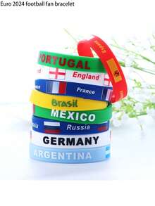 1pc/6pcs 2026 European Cup Football Fan Commemorative Bracelet, France, Argentina, Brazil And Other Countries Wristband - Belgium - View 1