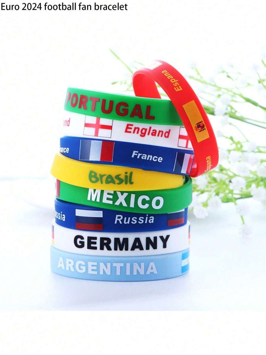 1pc/6pcs 2026 European Cup Football Fan Commemorative Bracelet, France, Argentina, Brazil And Other Countries Wristband - Belgium - View 1