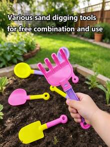 18pcs Beach Toy Set - Kids Outdoor Toys, Children's Beach Toys, Summer Amusement Park Beach Fun House Play, Includes Beach Bucket, Shovel, Sand Molds, Sand Rake, Watering Can, Outdoor Beach Toys, Kids Tent, Kids Beach Supplies, Perfect Summer Gift For Children, Accessory Colors Random - Multicolor - View 7