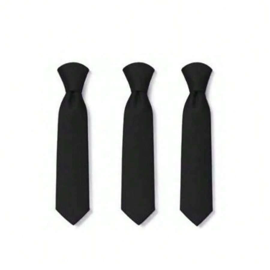 Set Of 3 Light Gray Ties For Groomsmen, Weddings, And Events - Negro - Ver 1
