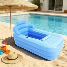PVC Inflatable Bathtub, 62.99*33.07*25.2in Foldable Tub With Zipper Cover & Massage Bottom For Home Hotel Backyard - 充氣的 - 查看 10