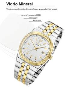 REWARD Men's Quartz Watch Business Fashion Style Calendar Luminous Hands Multi-Functional Wristwatch High Quality Gift Classic Design Stainless Steel Band - Silver and Gold - View 6
