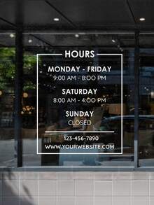 Custom Business Hours Sticker - Business Hours Door Sign | Store Open/Closed Sign - Store Business Hours | Window Decal - Multicolor 09 - View 6