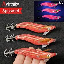 Avlcoaky 3pcs Shrimp Fishing Lures Luminous Squid Jig Hook Shrimp Prawn Lure - Multicolor - View 2