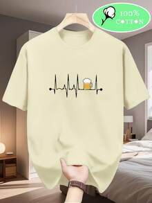 Camiseta de Hombre% Algodón, Cuello Redondo, Manga Corta, Estampado de Cielo Estrellado, Estilo Casual - Negro - Ver 6