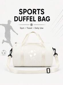 Soccer Pattern Sports Travel Bag, Lightweight Fitness Travel Shoulder Bag, Large Capacity Weekend Bag, Unisex - Multicolor - View 11