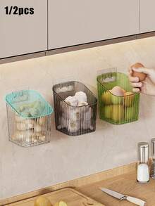 1/2pcs Wall-Mounted Storage Box - Wall-Mounted Kitchen Storage Box, Convenient And Practical, Perfect For Home Kitchen Organization - Multicolor - View 1