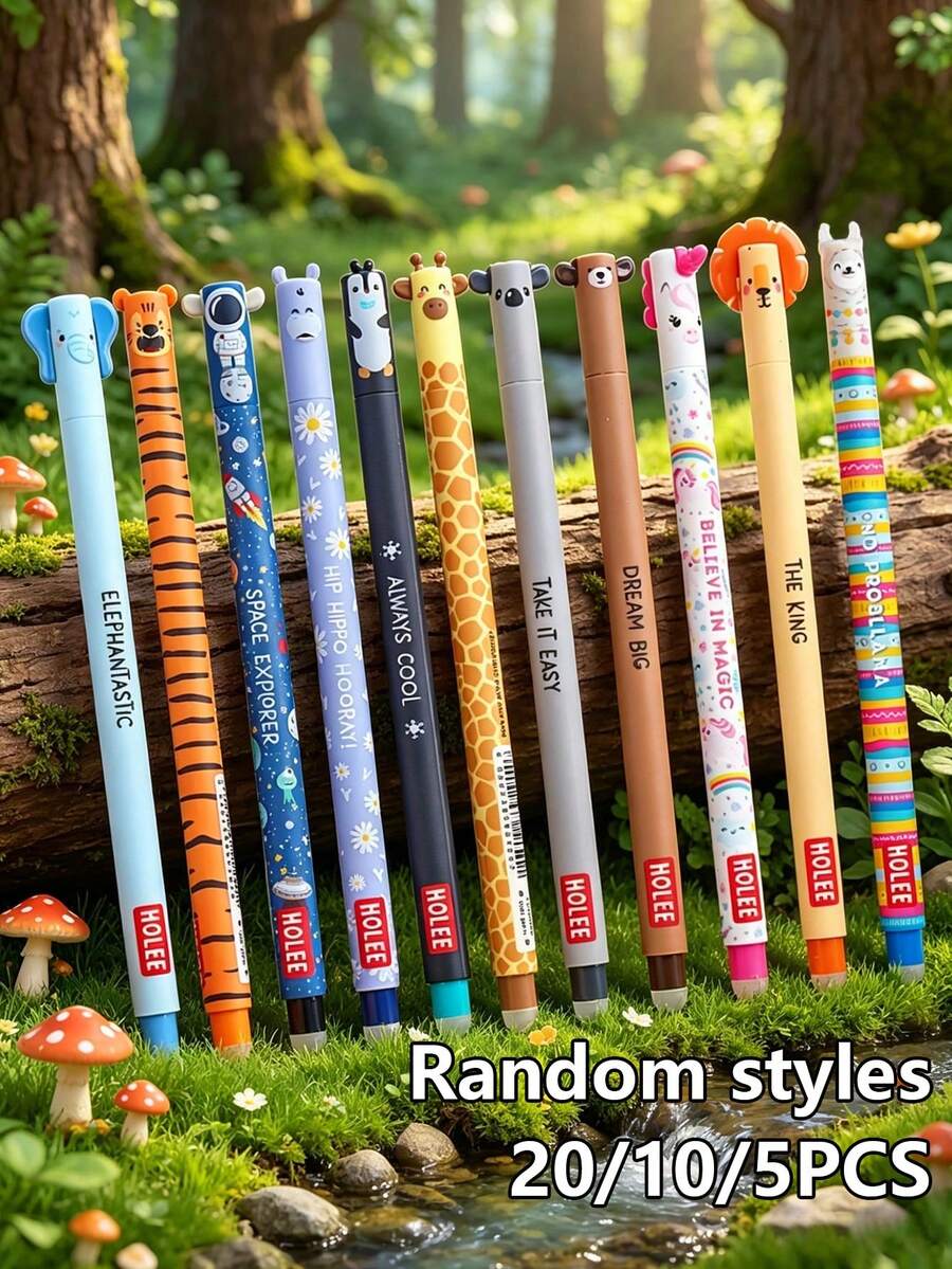 10pcs Animal Shaped Erasable Pen Set, Built-In Thermal Erasure Function, Back To School Supplies, Teacher Reward Student Gift