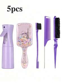 1/2/3/4/5/6/7/9/12pcs Hair Brush Set, (6.8 Oz/200ml) Continuous Fine Mist Spray Bottle, Suitable For Adult And Girl Hair Unicorn Cartoon Detangling Brush, Teasing Brush, For Hairstyling, Hairdresser - Purple - View 17
