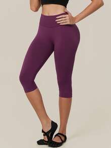 TimeOff Women's 1pc Solid Color Tummy Control Butt Lifting Slimming Sports Mid-Length Shorts - Purple - View 10