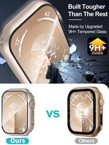 Case Compatible With Apple Watch 40mm 41mm 42mm 44mm 45mm 46mm 49mm 38mm With Tempered Glass Screen Protector, Hard PC Case Overall Protective Cover - Starlight Color - View 5