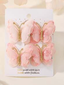 4 piezas Accesorios para el cabello de mariposa Primavera/Verano - Pinzas de mariposa de organza vintage & Juego de accesorios para el cabello de mariposa - Multicolor - Ver 7