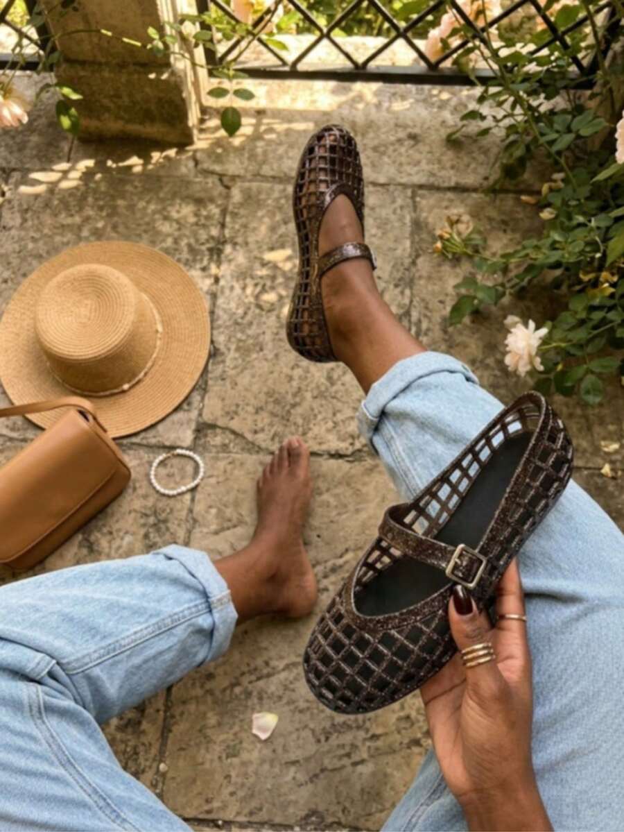 Summer Jelly Sandals For Women, Fashion Jelly Sandals Casual & Stylish Shoes, Elegant High Heel Soft Comfort Breathable Daily Outdoor Footwear - 黑色 - 查看 1