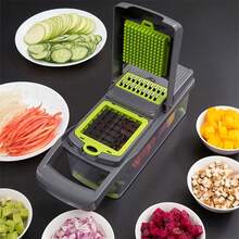 14 In 1 Manual Vegetable Chopper A Multifunctional Kitchen Tool Suitable For Onions, Potatoes,Tomatoes,Cucumbers, And Carrots. The Blades Are Interchangeable And The Vegetable Chopper Is Designed To Be User-Friendly For Home Cooking And Easy To Store - Dark Grey - View 9